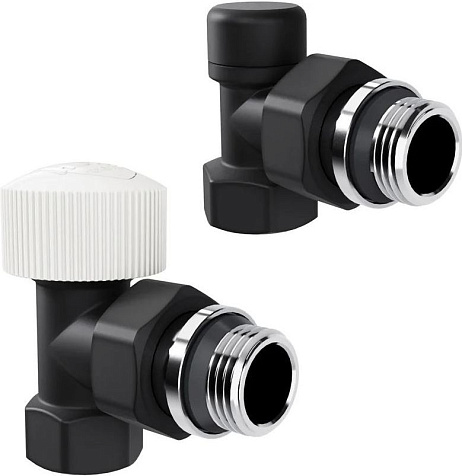 Набор термостатический для радиатора угловой 1/2" М30х1.5 черный Royal Thermo Design купить в СОМ