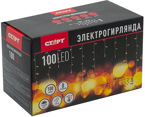 Гирлянда СТАРТ НГ 100LED 220V 8 реж 3м бахрома купить в СОМ