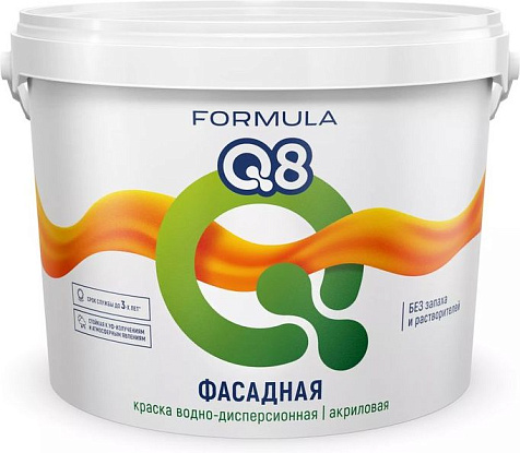 Краска полиакриловая Formula Q8, фасадная, белая, 3 кг купить в СОМ