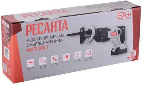 Пила сабельная Ресанта АСП-20Li, 20В, Li-ion, АКБ 1х2.0А/ч купить в СОМ
