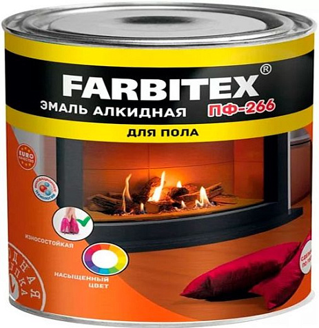 Эмаль ПФ-266 Farbitex, желто-коричневая, 5 кг купить в СОМ
